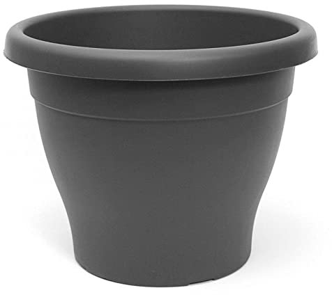 AC - Maceta Mediterránea - Plástico Resistente - Ideal para el Hogar, Plantas, Jardín, Decoración. - Cuidado de Plantas - Forma Redonda - Ø 25 cm - Color Gris