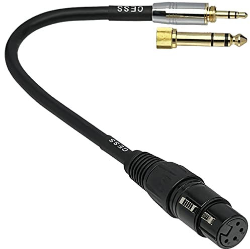 CNCESS CESS-223 Stereo 3.5mm TRS Plug and 6.35mm 1/4-Inch Adapter to 4-Pin XLR Female Jack Adapter Cable for Headphone and Amplifier, 2-in-1 Functionality