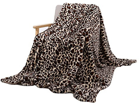 Tier Leopard Braun Kuscheldecke Flauschig Weiche Warme Fleecedecke Decke Sofa, Wohndecke Couchdecke überwurf Wohndecke/Sofadecke Kuschelige Angenehme Mikrofaser Decke (130 x 160cm)