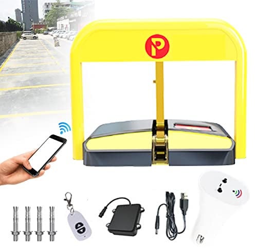BEESOM 50m Elektrisch Parksperre, Automatische Ferngesteuerter Parkpfosten, Parkplatzsperren, Klappbar Parkplatzsperre, Intelligentes Parkschloss, Parkplatzbügel