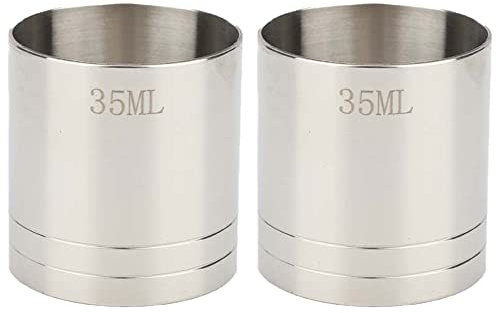 Medidor de barra de dedal, vasos medidores de acero inoxidable para bebidas, vino y whisky, paquete de 2, 35 ml