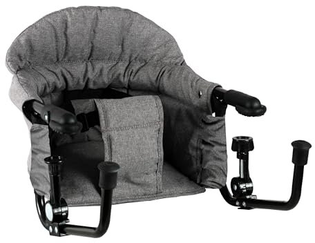 Looping Siège de Table Bébé Pliable | Fixation Sécurisée 4 points, Nomade et Compact | GRIS Chiné