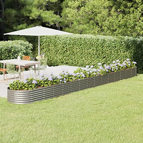 FIRBNUS 620x80x36 cm Letto di Coltura Fioriera Da Esterno Grandi Fioriera Rialzata da Giardino per Giardini Letto Rialzato Giardino Fioriera da Balcone Argento Acciaio Verniciato a Polvere