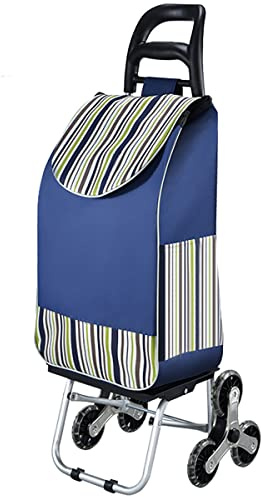 Carrellino Spesa Con 6 Ruote Sali Scale, Carrello Pieghevole Con Telaio In Alluminio E Borsa In Tela Impermeabile Rimovibile, Carrello Per La Spesa Per Anziani (Blue 2)