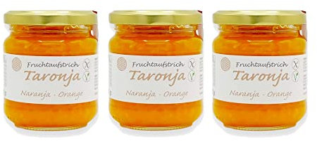 MALLORCA GUSTO - TARONJA 3 Gläschen mit leckerem, handgemachtem Orangen Fruchtaufstrich aus Mallorca Spanien (3x212g)