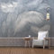 GIVLWF Creative White Feather Falling Wallpaper Photo, Gray Foggy Background Murals Wall Art, Wall Mural Art Prin for Dining Room Kitchen Home Decoration 430 x 300 cm