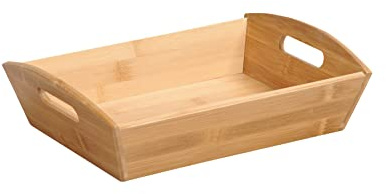 Kesper Aufbewahrungskorb mit Zwei Griffen aus Bambus, Farbe: Braun, Maße: 19x26x7,5 cm, 57821
