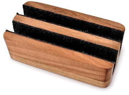Samhita Laptop Holder Acacia Wood Laptop Vertical Stand Fits MacBook Pro and Other Laptops Upright Laptop Holder for Desk, (20.32cm x 10.16cm x 6.35cm)