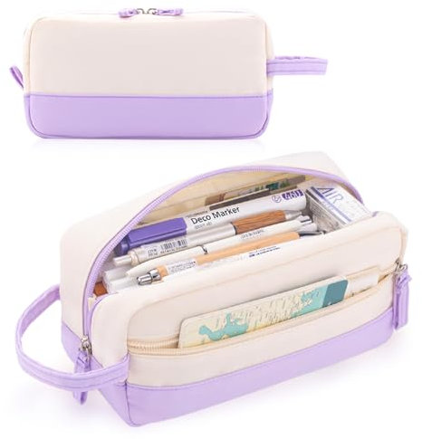 iSuperb Large Pencil Case High Capacity Pencil Pouch Storage bag Desk Organizer Marker Pouch Pen Bag for Women (Purple)