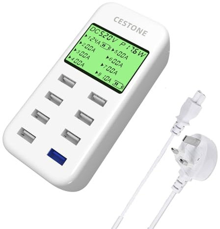 USB Charging Station,60W/12A 8-Port USB Desktop Charger, LCD Display for Multiple Devices Charging,Wall charger,Compatible with Mobile Phones,Tablets, Headphones,Game Controller and More (White)