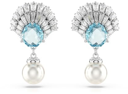 Swarovski Idyllia Drop-Ohrhänger, Muschel, Blau, Rhodiniert