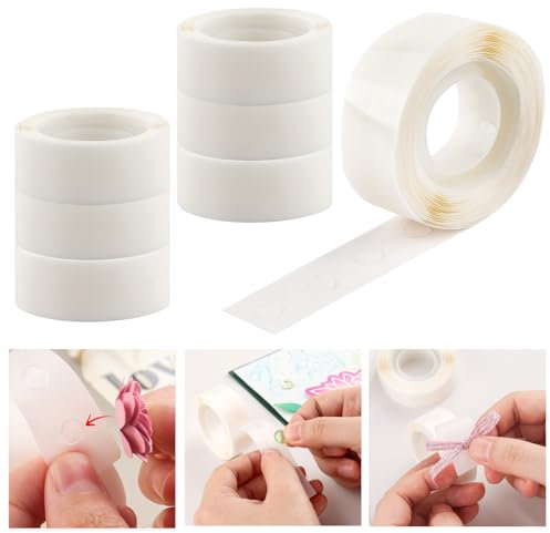 OTCRAFT2100 Pcs 3/16in (5mm) 7 Roll Ultra Thin Adhesive Dots,Clear Removable, Double Sided Stickers Permanent Sticky for Balloons Wedding Decoration or DIY Craft Dots(300 Pcs/Roll)