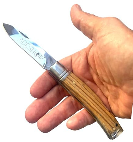 ADCSHOP Couteau en bois de Zèbre - 19,30 cm - lame en acier 3Cr13Mov de 8,60 cm - manche en bois de Zèbre 10,70 cm - poids 92,00 g - Portabilité et Utilisation Quotidienne.