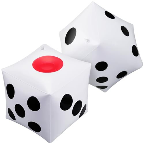 Zomiboo 2 Piezas Dados Inflables Grandes Decoraciones de Juguetes de Juego de Dados Flotantes Gigantes de Piscina para Fiesta de Inauguración Cumpleaños Reuniones Familiares (Rojo, Negro, Blanco)