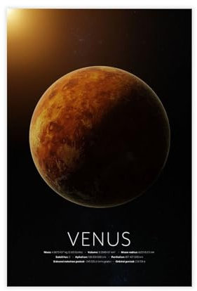 Venus Planet Learning Educate Planet Poster Leinwand Poster Schlafzimmer Dekor Sport Landschaft Büro Zimmer Dekor Geschenk Unframe: 30 x 45 cm
