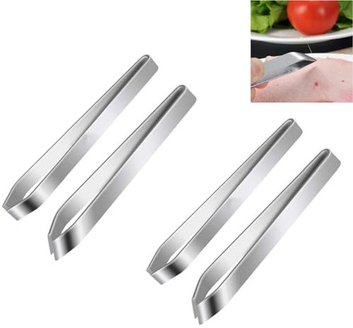 Pinza para Pescado,4 Piezas Pinza para Espinas de Pescado de acero inoxidable,Pinzas de Hueso de Pescado,Pinzas de Cocina,Para Quitar Espinas De Pescado,Plumas De Cerdo Y Plumas De Pollo