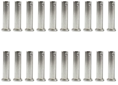 Aoktorkit 20 perni a foro singolo, 4 mm x 25 mm, in acciaio inox, a testa piatta, a forma di T, perni rotondi per sistemi di bloccaggio con perno di traino