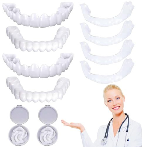Care Spring 2 Pairs Sofort Zähne Aufkleber Zahnprothese Provisorischer Naturton Oberkiefer ​Und Unterkiefer Perfektes Lächeln Zähne Prothese Furnier, Reparieren Sie Schnell Ihre Lächeln