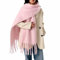 OUNIYA Grande écharpe épaisse surdimensionnée en laine épaisse chaude pour l'hiver, rose, Large