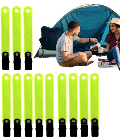 12 Reflektierende Trail Marker Set - Trail Marker mit Clips, Jagd Reflektor Tacks | Fluoreszierende Etikettenhalter Leuchtklammern, Sichtbarkeit Trail Marker mit Clip für Baumständer Jagd Camping,