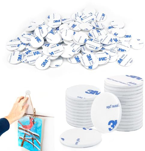 QGGTQG Klebepads Set, 100 Stück Weiß Rund Doppelseitige Klebepads, Selbstklebende Pads Doppelseitig, für Wände Boden Türen Gläser