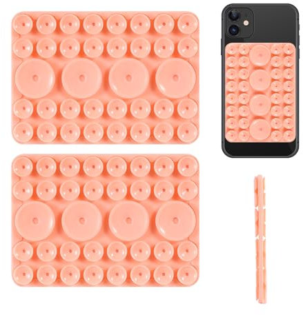 Supporto per Telefono con Ventosa Silicone, Bifacciale Impugnatura Adesiva per Telefono con Ventosa Multifunzionale Supporto per Telefono con Ventosa per iPhone Selfie Video (Rosa)
