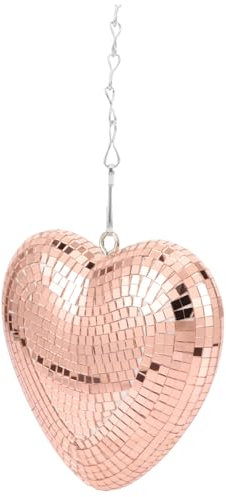 VINTORKY Disco Ball Heart Decorations Hanging Mirror Ball Rose Gold Disco Ball for Wedding Party Decorations