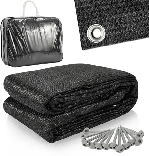 Ansobea Vorzeltteppich Markisenteppich Camping Teppich 250x400cm, Zeltteppich Zeltunterlage Schwarz, Outdoor Campingmatte mit 12 Löchern, 13 Heringe und Tragetasche, Atmungsaktiv Wohnwagen-Teppich