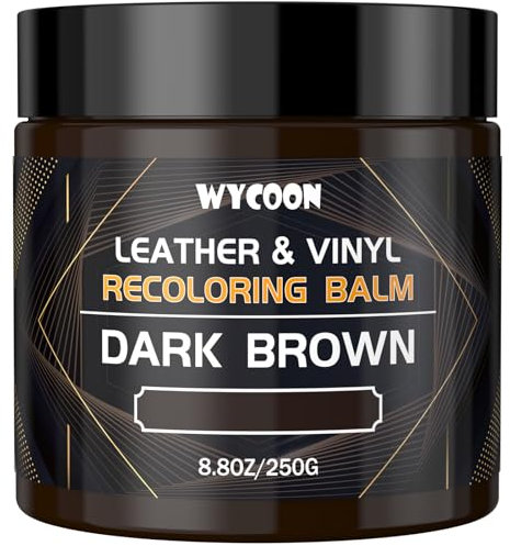 WYCOON Reparador de Cuero Marrón Oscuro - Pintura y Tinte para Cuero, Bálsamo para Recolorar Cuero para Sofás, Muebles, Asientos de Coche, Zapatos, Chaquetas | Restaura Cuero Rayado y Desvanecido