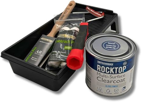 Gripper Cloth Arroworthy Varnish Application Kit, 500ml Rocktop Multi-Surface Gloss Clearcoat, 2-1.5-inch Brush, 11-inch Barracuda Frame 2 x 4 Roller Sleeves + Tray