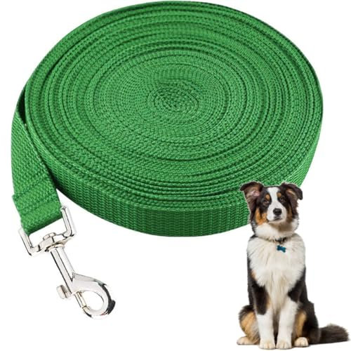 Correa Perro Adiestramiento, 10M Correa Perro Larga, Correas Adiestramiento para Perros Nylon Larga Resistente,para Perros Grande y Pequeño(Verde Hierba)