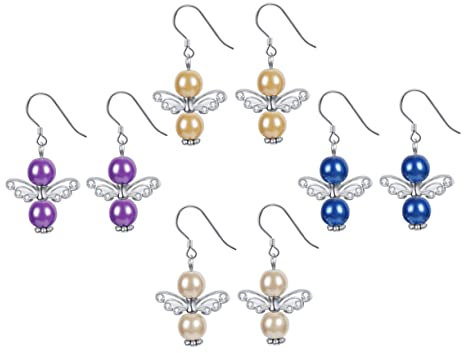 LIFKOME 4 Paare Ohrringe Ohrhänger Mit Flügeln Ohrentropfen Mit Flügeln Ohrenschmuck Geburtstagsflügel Baumeln