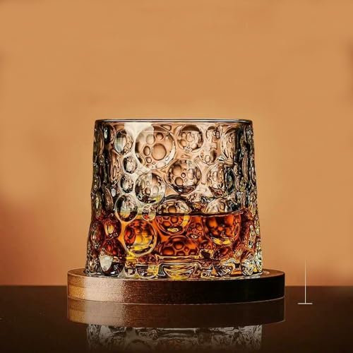 DaBingDian 2 Piezas Vaso de Whisky Giratorio con Base, Vaso de Cristal Giratorio para Bourbon y Brandy, Vasos antiestrés, Regalo