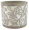 Maceta Maceta cilíndrica con patrón de relieve de hojas grises, con orificio de drenaje, maceta de cemento for decorar balcón, sala de estar, cocina (3 tamaños) Maceta De Cerámica(Grande)