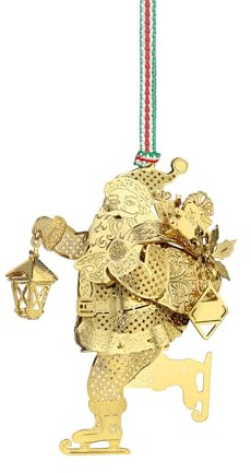 Newbridge Silverware LW915 Gold Plated Skating Santa Christmas Tree Decoration