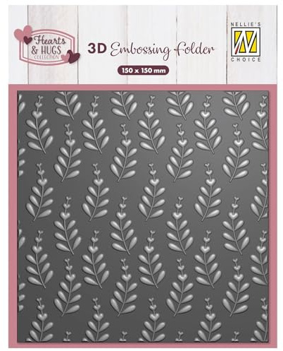 Nellie's Choice 3D Prägeschablonen Herz & Blatt - 15 x 15 cm - Bastelbedarf für Grüßkarten - Bastelzubehör für DIY, Karten Basteln, Journaling und Scrapbooking