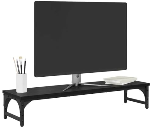 vidaXL Monitor Halterung Schwarz Eichen-Optik 85 x 23 x 15,5 cm