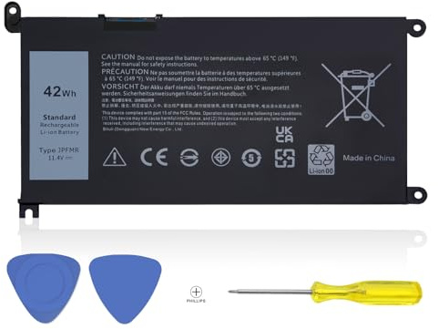 42Wh JPFMR Laptop Battery Replacement for Dell Chromebook 3100 3400 2-in-1 5488 5493 5593 P90F Series Notebook 0JPFMR 7MT0R 7MTOR 16DPH 7T0D3 07T0D3 DN33X RDNP5 65N6H 11.4V 3500mAh