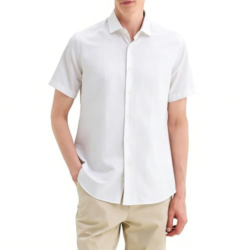 LXEASYGO Men's Casual Short Sleeve Shirts Stretch Non Iron Classic Button Down Casual Formal Shirt