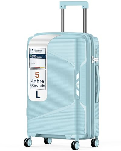 4FLY Leichter Hartschalen-Reisekoffer L - Groß 64 cm (61L) – Trolley Koffer mit TSA-Schloss, Doppelrollen, Aluminium-Teleskopgriff & Doppelreißverschluss, Aufgabegepäck Reisegepäck