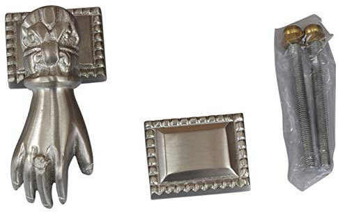Graf von Gerlitzen Antik Messing Nickel Tür Klopfer Türbeschlag Türklopfer Hand 105424N