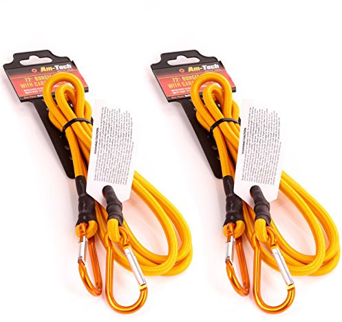 White Hinge 2x Extra Large 72 Bungee Cords - Elastic Strap Spring Loaded Carabiner Clip