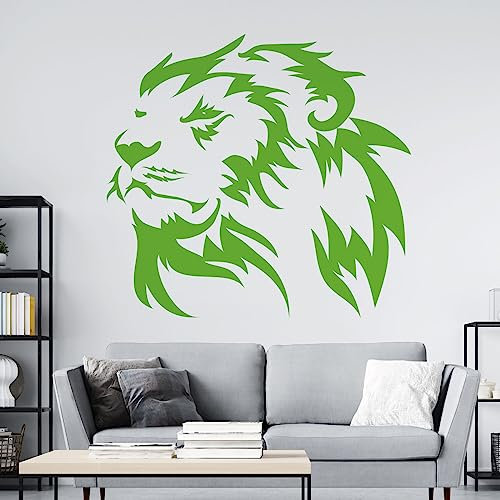 Wandaufkleber Löwenkopf, König der Löwen, Safari, Afrika, Tiere – Wandtattoo [XL] [Limette]