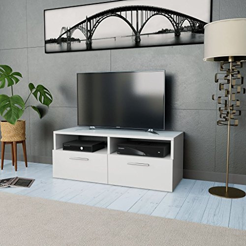 Meuble TV Aggloméré 95 x 35 x 36 cm Blanc Meubles Meubles Audio/vidéo et pour Home cinéma
