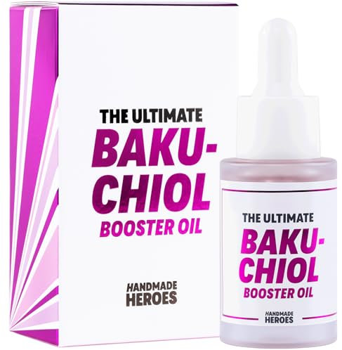 2% Bakuchiol Booster Oil by Handmade Heroes with Sugarcane Squalane, All Natural Retinol Alternative For Radiant and Line Smoothing. 0.75 oz