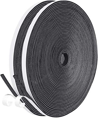 fowong Fensterdichtungen Selbstklebend 20m(L) x6mm(B) x1.5mm(D) Dichtungsband Selbstklebend für Türen Fenster, Türdichtung für Kollision Siegel Schalldämmung 2 Rollen je 10m