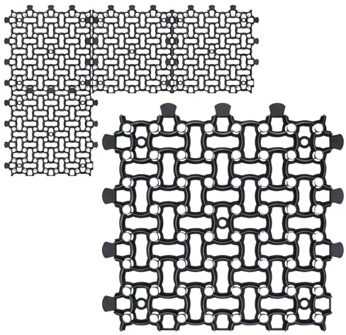 GARDENIX Lot de 4 dalles puzzle de 1 m² pour paddock - 50 x 50 x 4 cm - Noir