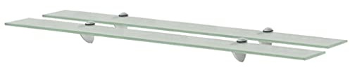 vidaXL 2X Regal Schwebend Wandregal Glasregal Glasboden Glasablage Badablage Wandablage Badregal Ablage Regale Bad Glas 90x10cm 8mm Mattiert