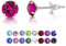 DTPSilver - Damen Ohrringe 925 Sterling Silber und mit Kristallen von Swarovski® Elements 6 mm Runde Ohrstecker - Farbe : Fuchsie