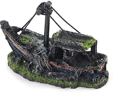 Shipwreck Aquarium Ornament, künstliche Hochsimulation Lost Wrecked Boat Schiffsharz Modell Hide House Aquarium Landschafts dekorationOrnamente